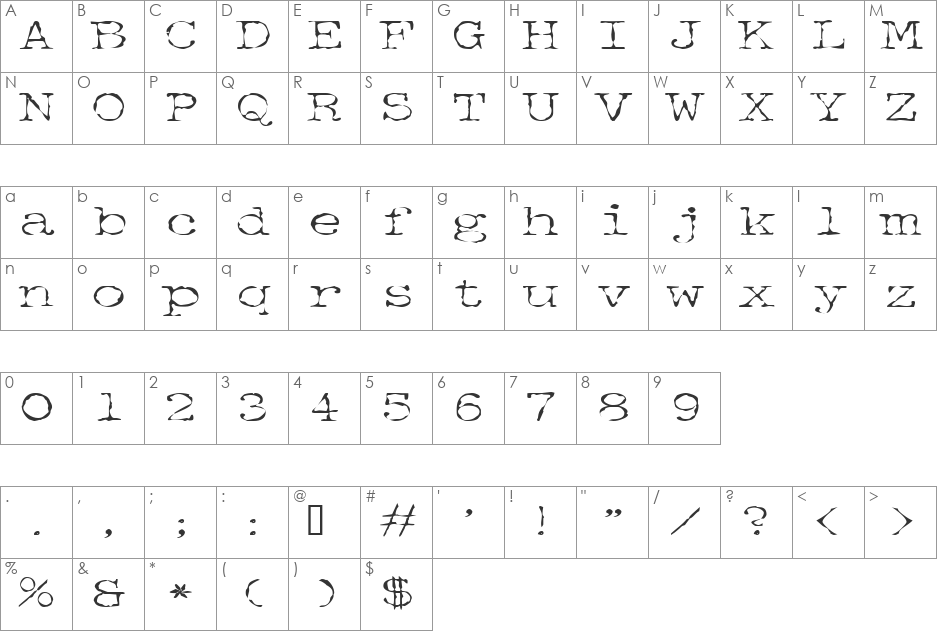 DetectiveExtended font character map preview