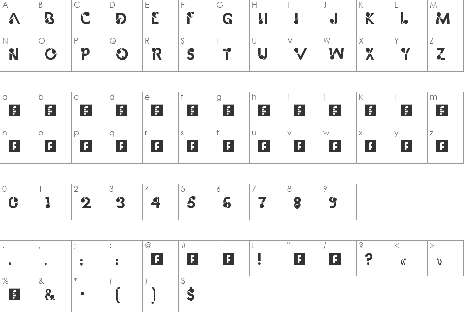 almostf font character map preview