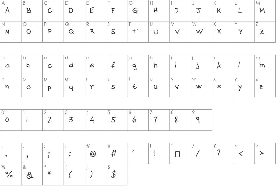 Almost_there font character map preview