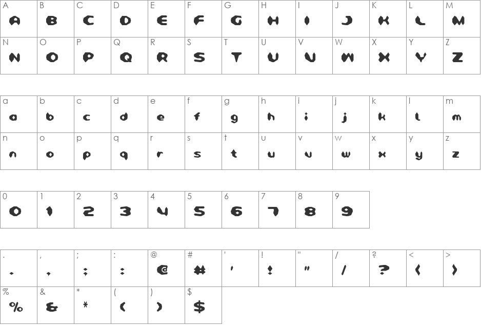 Detonator Condensed font character map preview