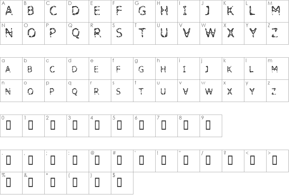 Detoxify font character map preview