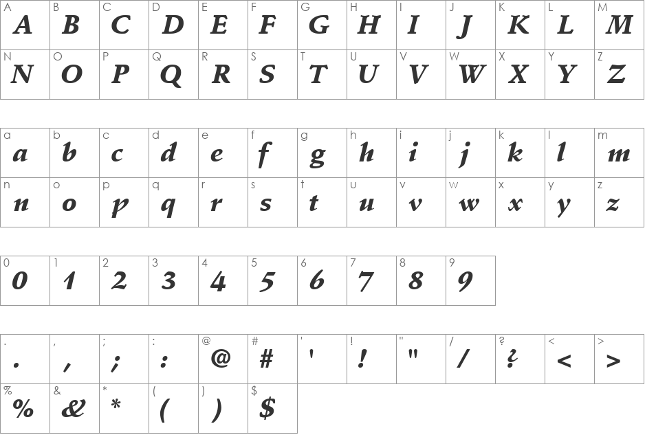 DeutchBlackSSi font character map preview