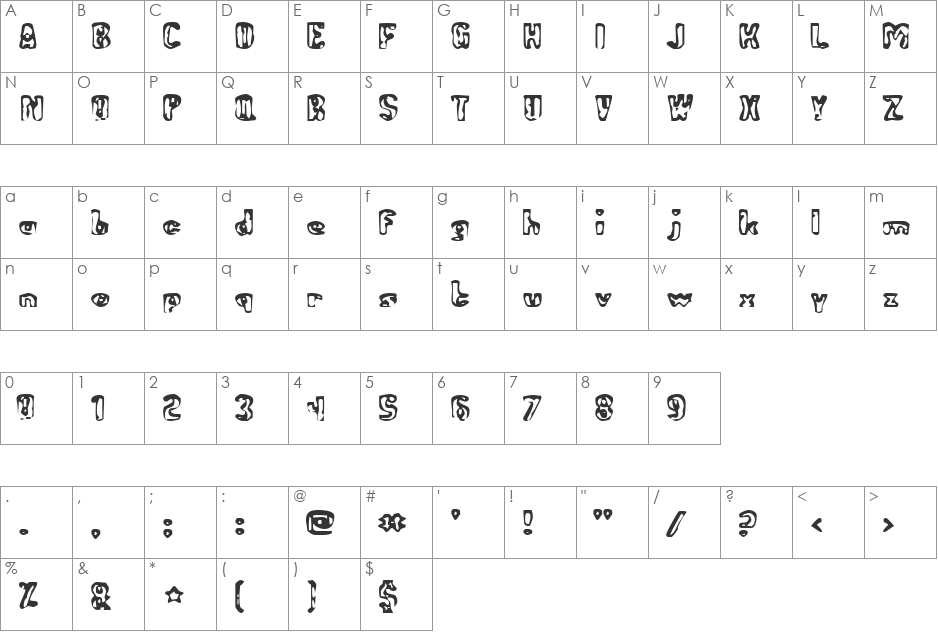 Abandoned Bitplane font character map preview