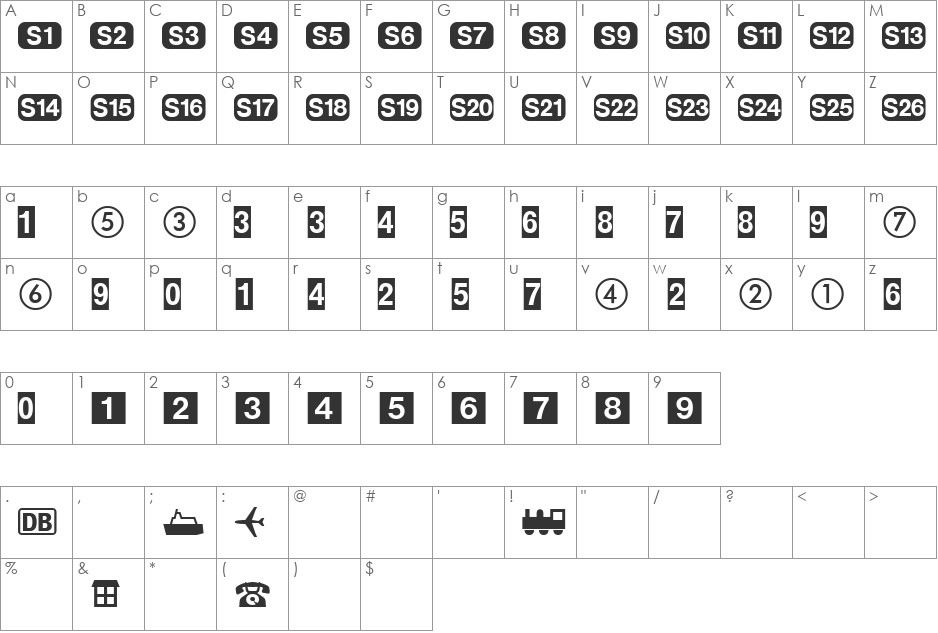 DeutscheBahnAG font character map preview