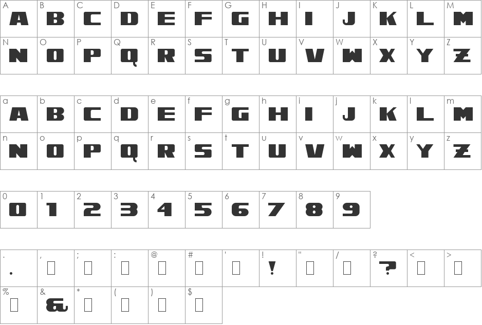 Alpenkreuzer font character map preview