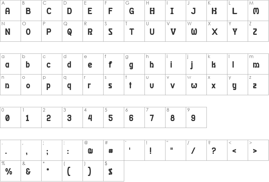Dexedrine font character map preview