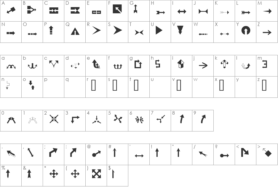 DexisDingbatsFourSSi font character map preview