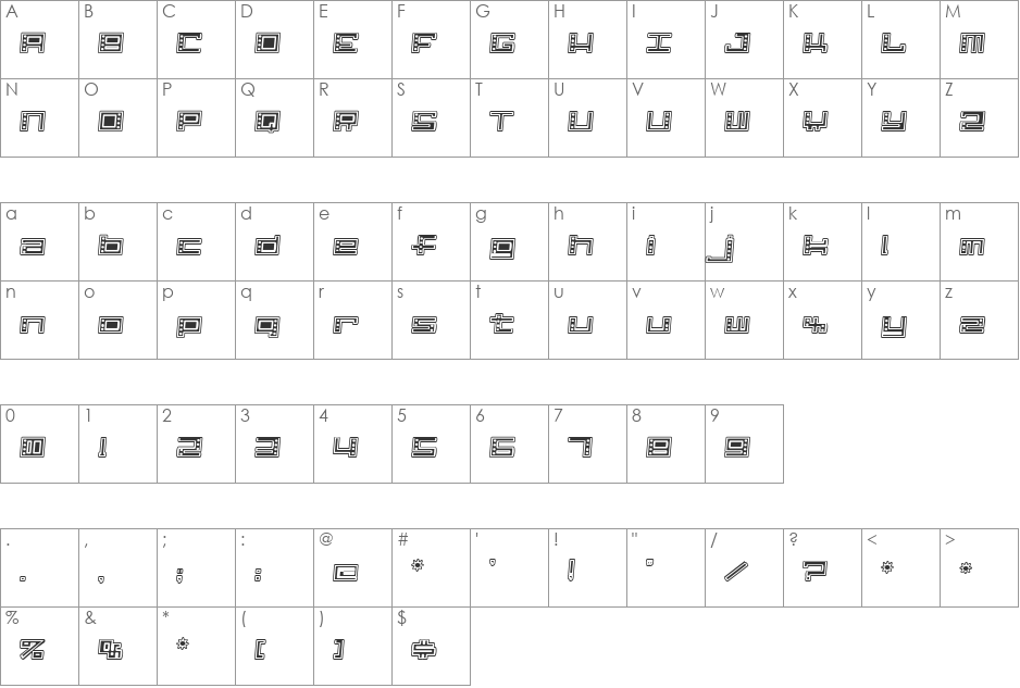 Alpha  CLOWN font character map preview