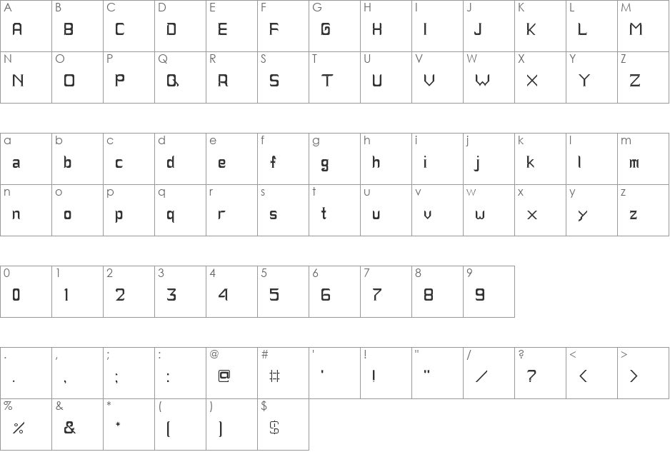 Abase font character map preview