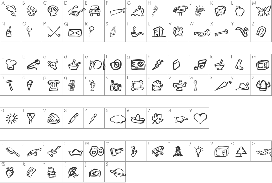 DF Diversities LET font character map preview