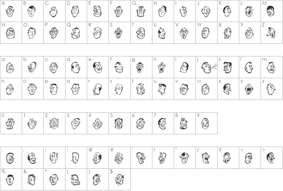 DF Expressions LET font character map preview