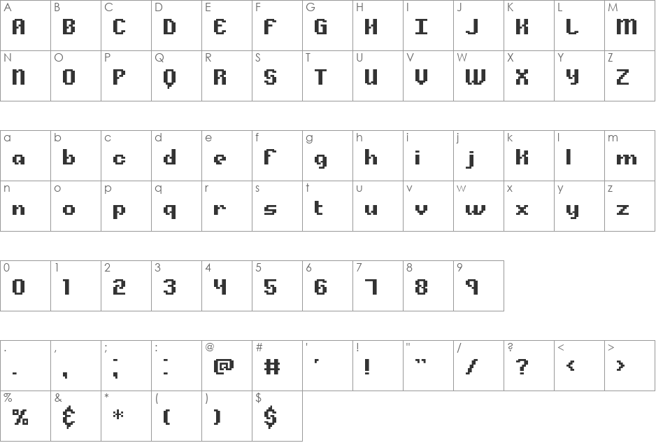 Alpha Beta BRK font character map preview