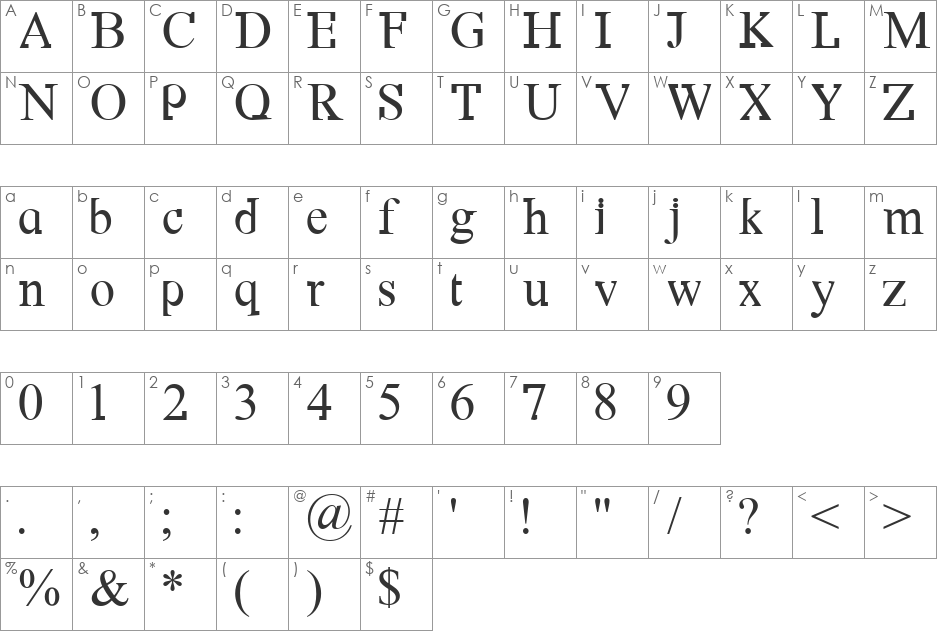 DF667  New Kinder font character map preview