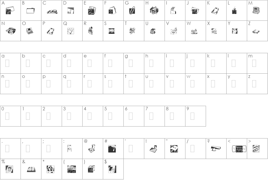 DfIndustrialsTwoPlain font character map preview