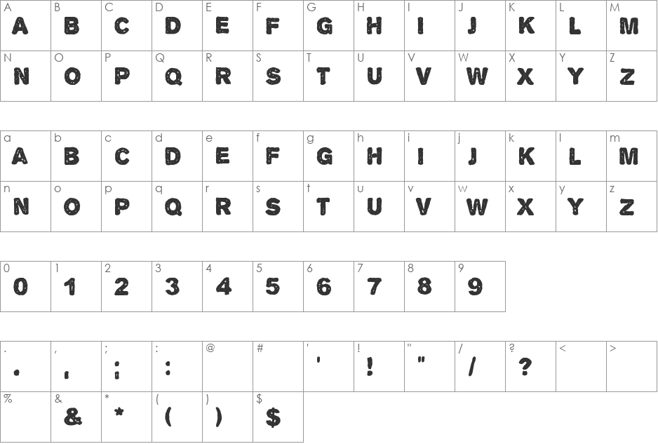 Alpha Echo font character map preview