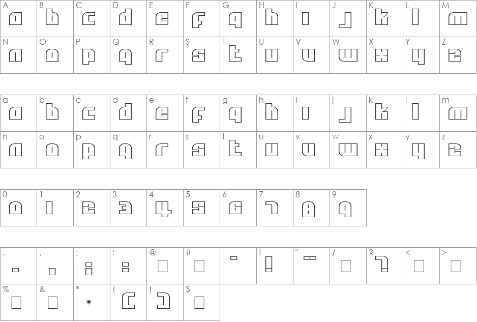 Alpha Flight font character map preview