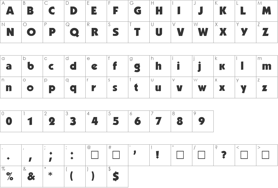 DG_Kabel font character map preview