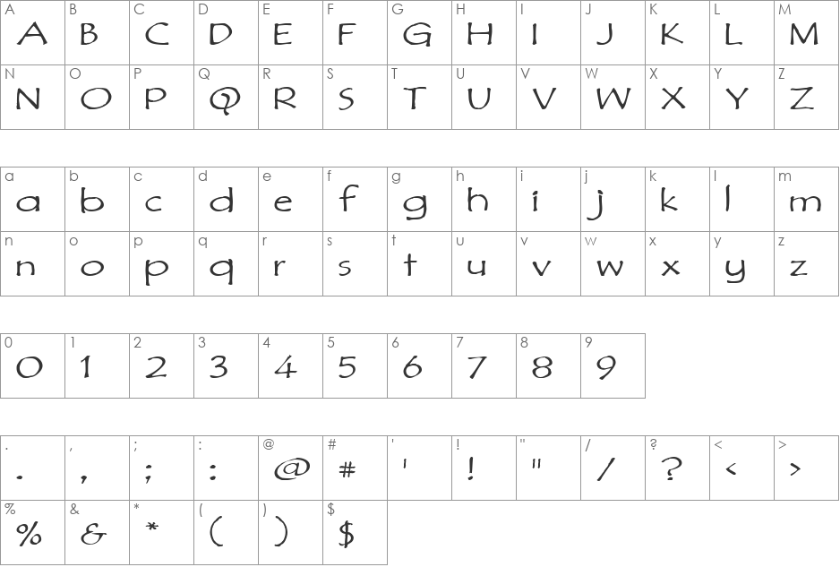 Di Murphic Full font character map preview
