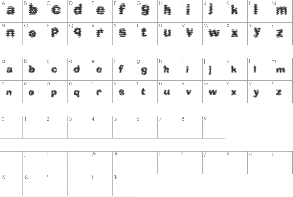 Diager font character map preview