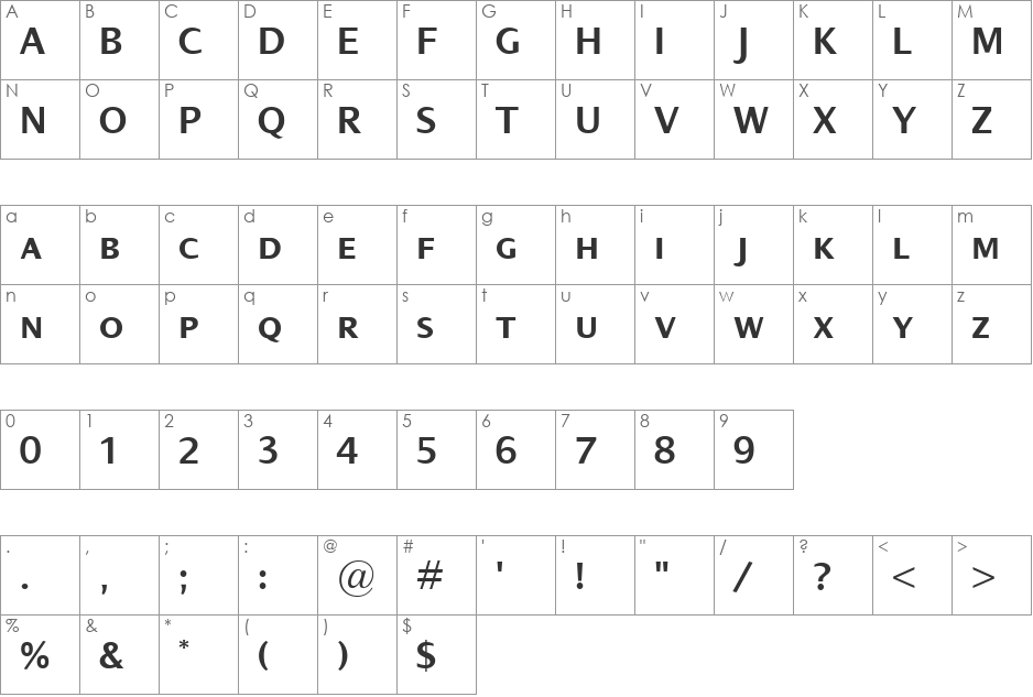 Dialog SemiBold SC font character map preview
