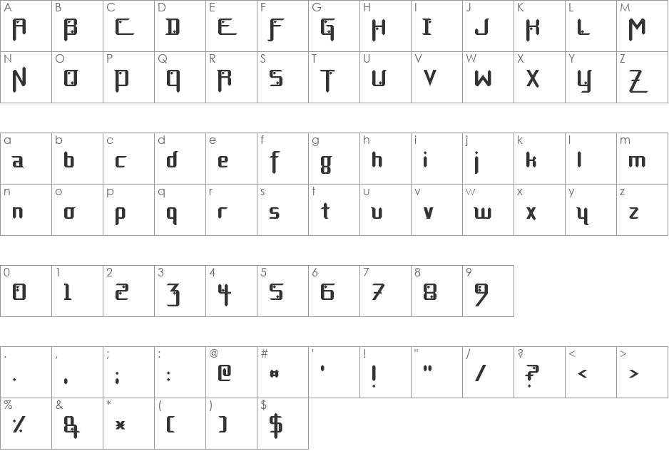 Diamond Fantasy font character map preview