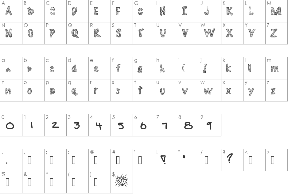 DiamondLife font character map preview