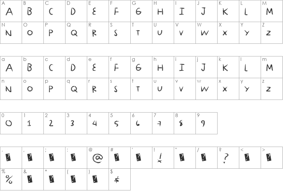 DiamondLux font character map preview