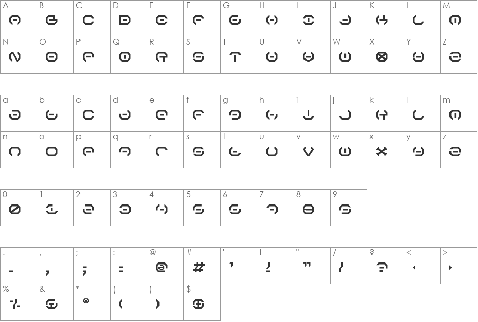 Alpha Sentry font character map preview