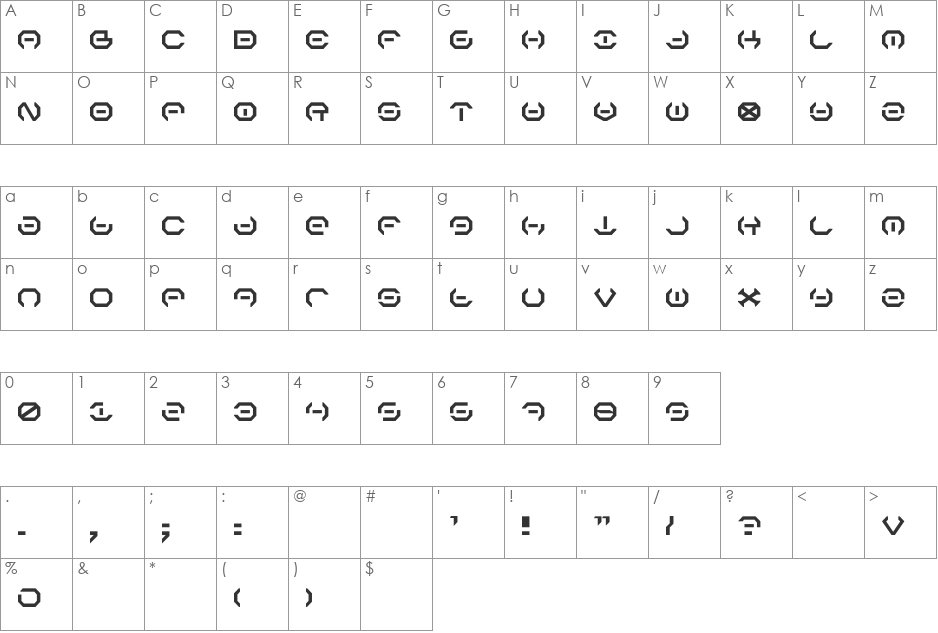 Alpha Sentry font character map preview