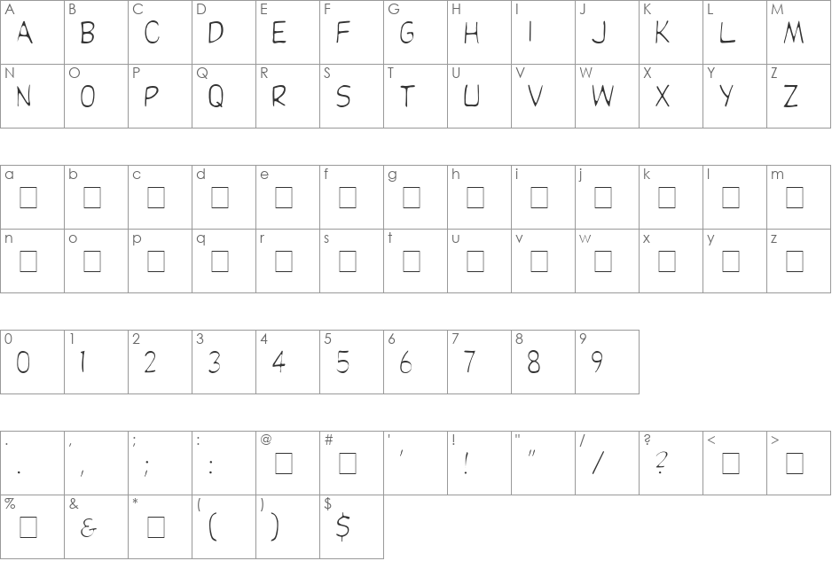 Dibs Display Caps Light SSi font character map preview