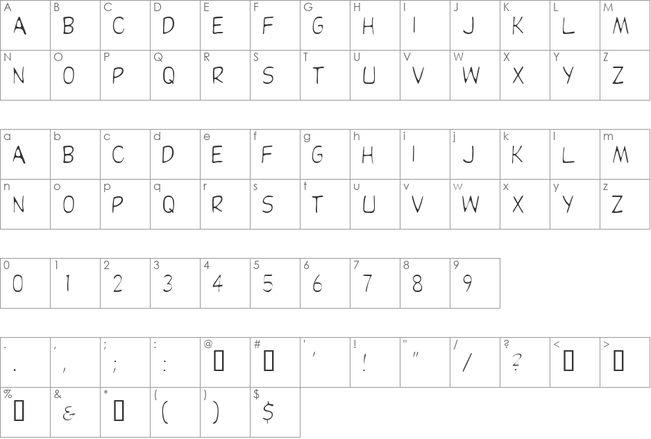 DibsDisplayCapsLightSSi font character map preview