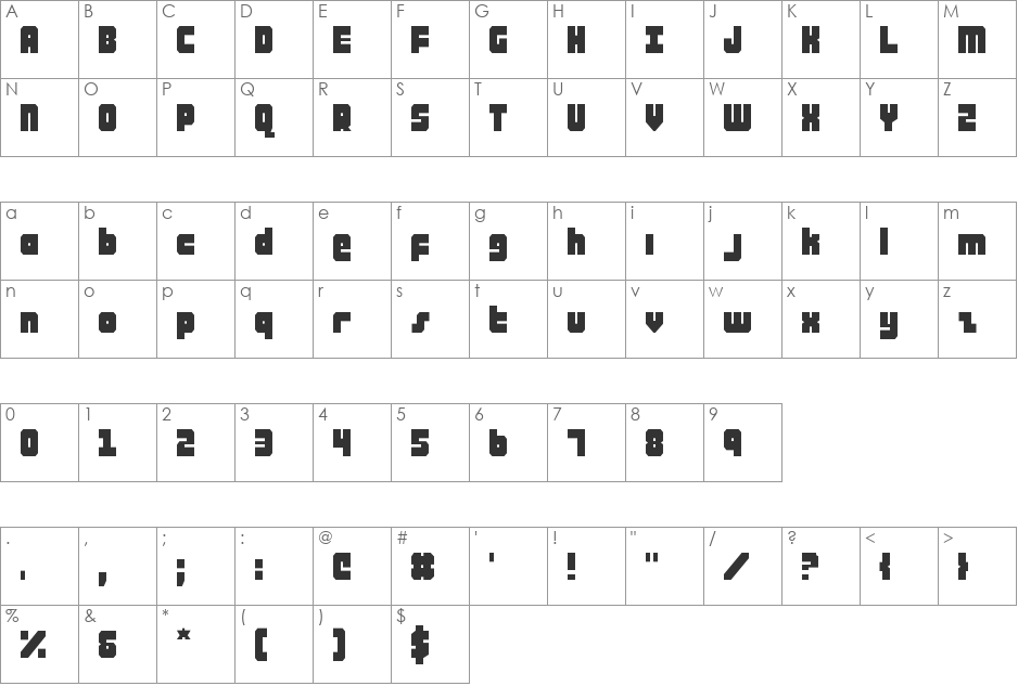 Alpha Taurus font character map preview