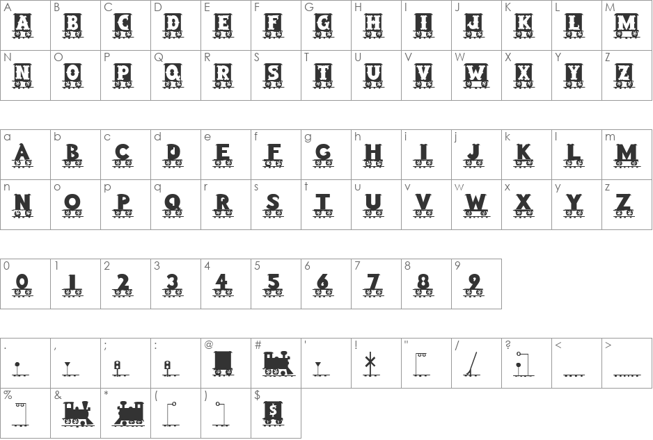 Dickeberta font character map preview