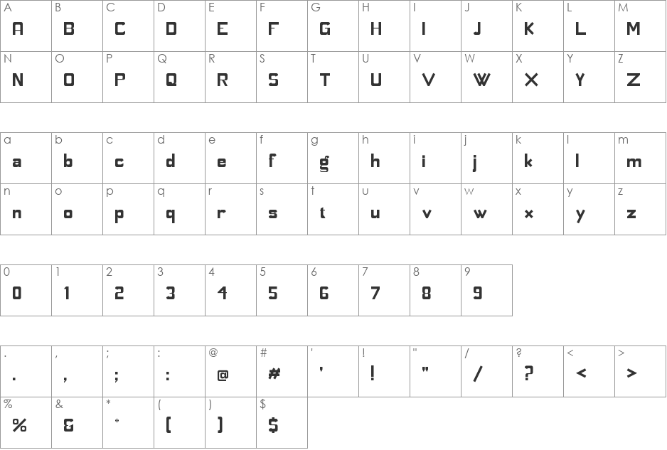 Dickson font character map preview