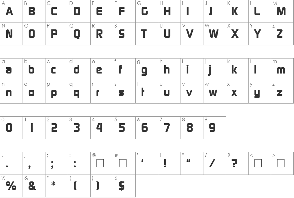 DicotBold font character map preview