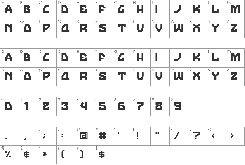 Dictator font character map preview
