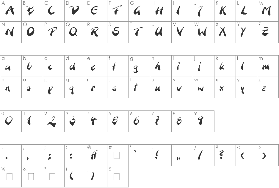 Diddl Maus font character map preview