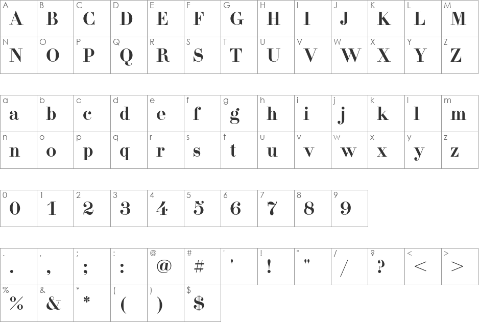 DidonaC font character map preview