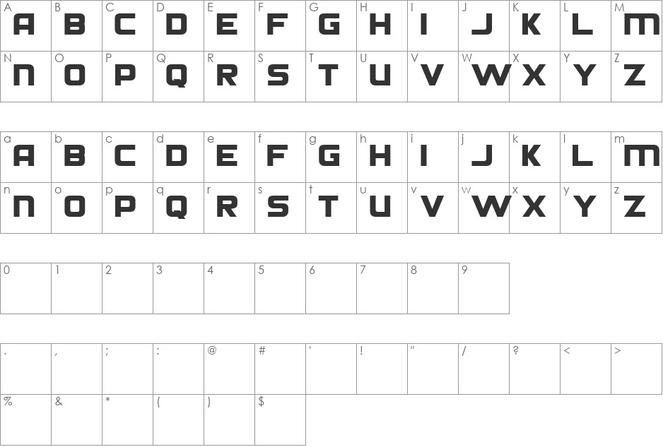 Die Hund font character map preview