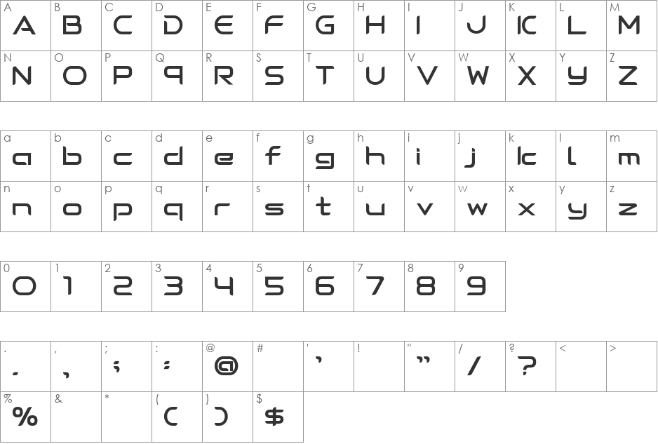 Diebel font character map preview