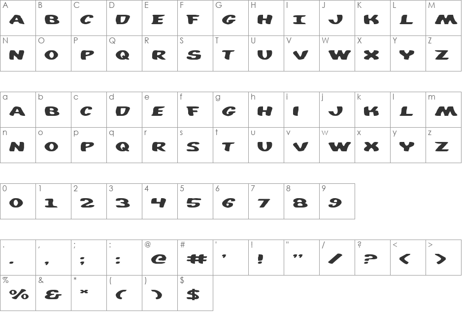 DiegoCon Scrambled font character map preview
