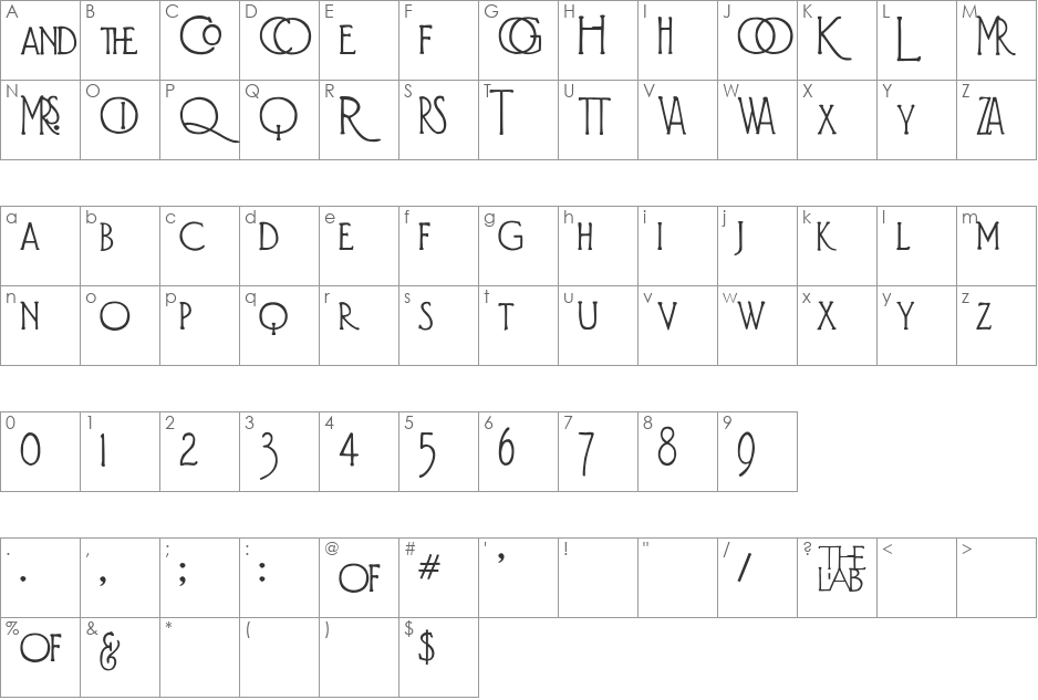 Diehl Deco - Alts font character map preview