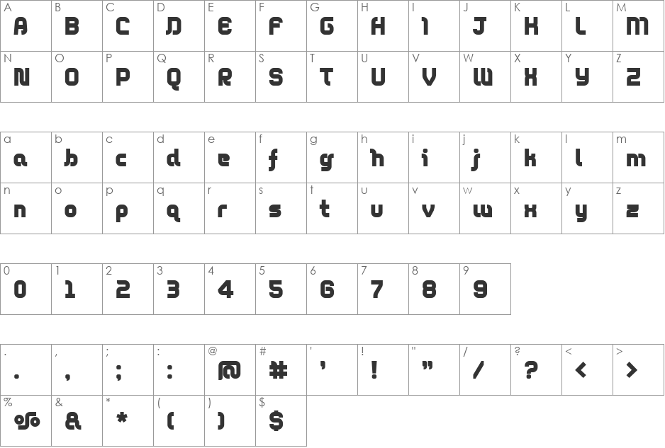DieppeBold font character map preview