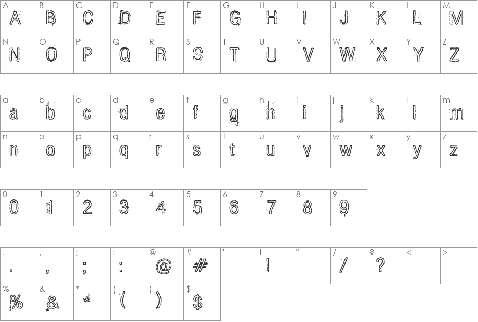 DIESEL font character map preview