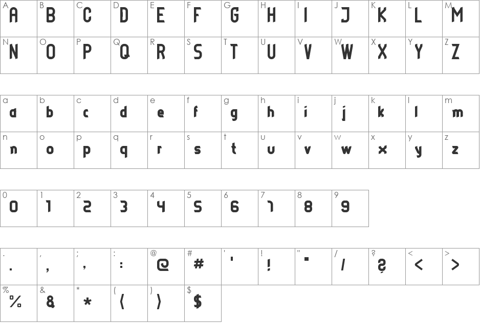 DIESELPUNK font character map preview