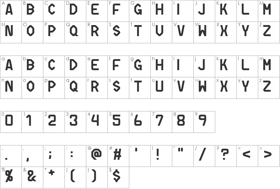 Differentiator font character map preview
