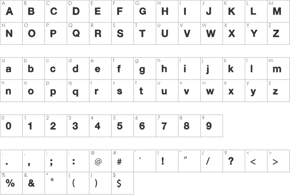 Diffuse-Away font character map preview