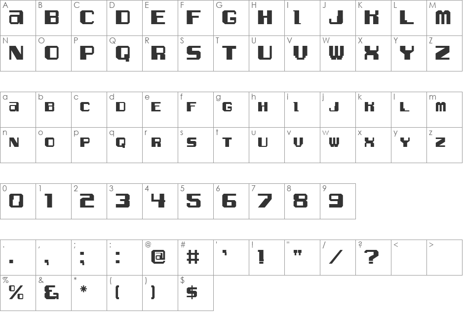 Alpha Test JL font character map preview