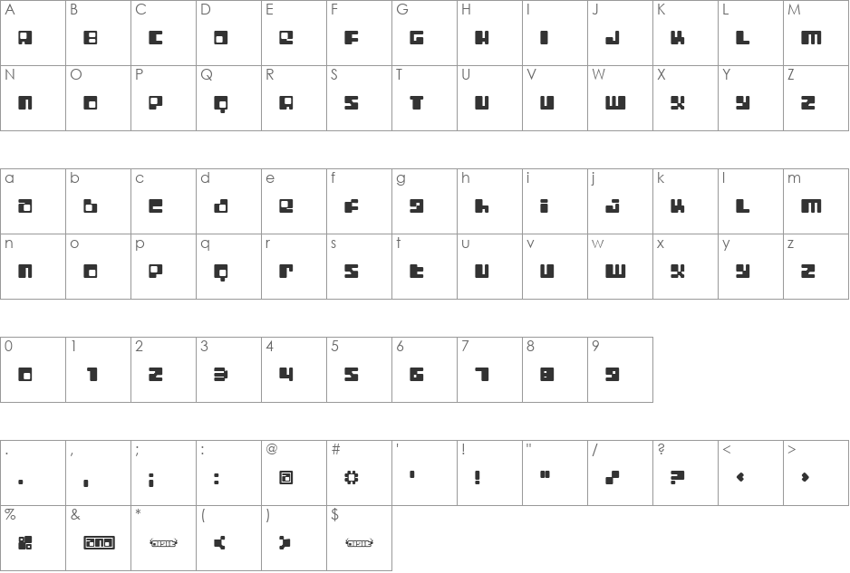 Digit font character map preview