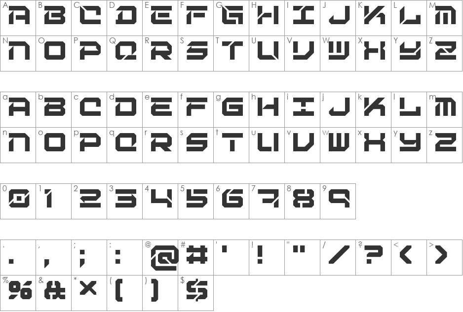 Digital Desolation font character map preview